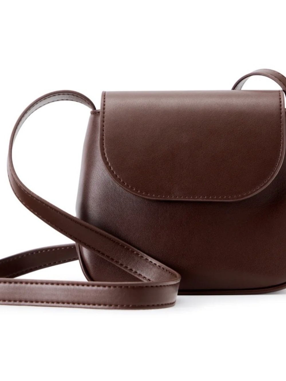 Sancia Kia Mini Bag Brown Crossbody Bag with Smooth Flap/ Vegan Leather
